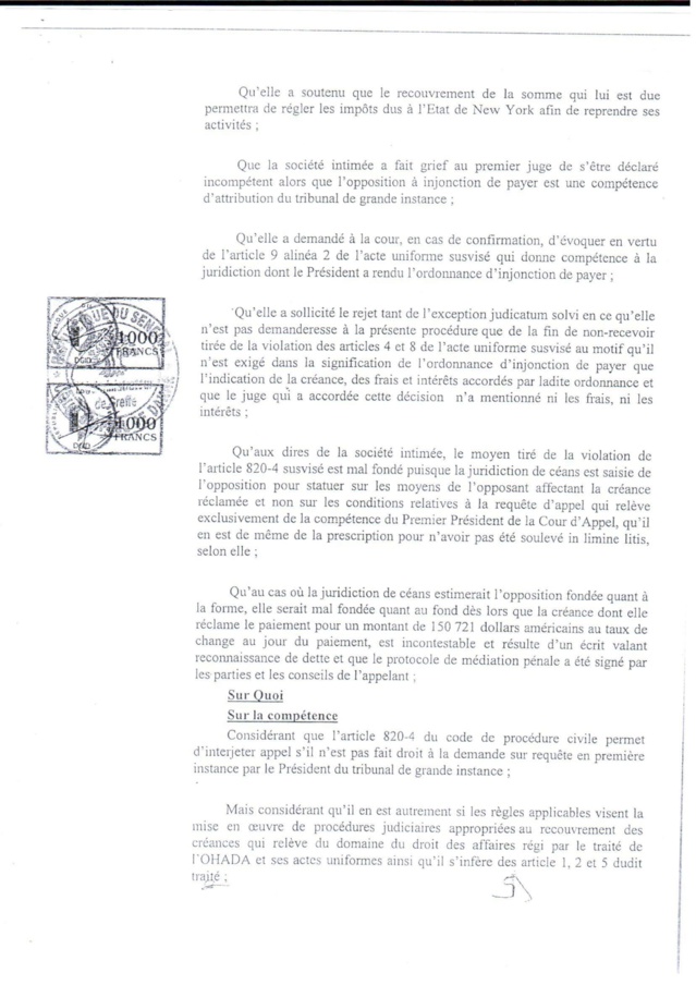 Voici le document qui confirme la condamnation de Baye Ciss par la Cour d'Appel de Dakar !