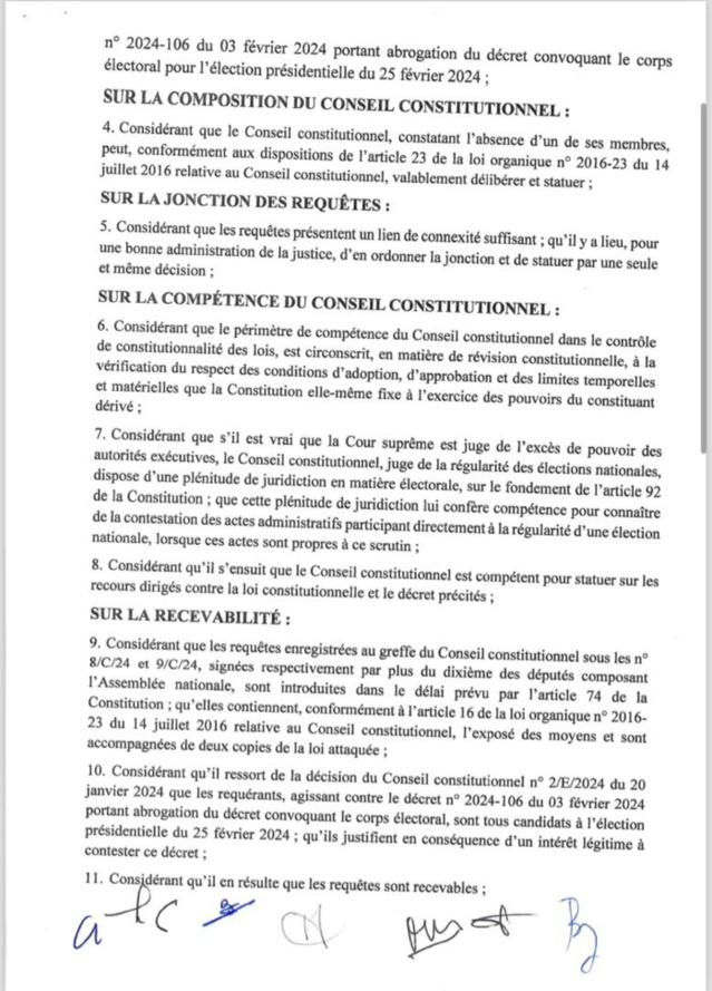 Le Conseil constitutionnel annule le décret de Macky Sall portant abrogation du décret convoquant le corps électoral