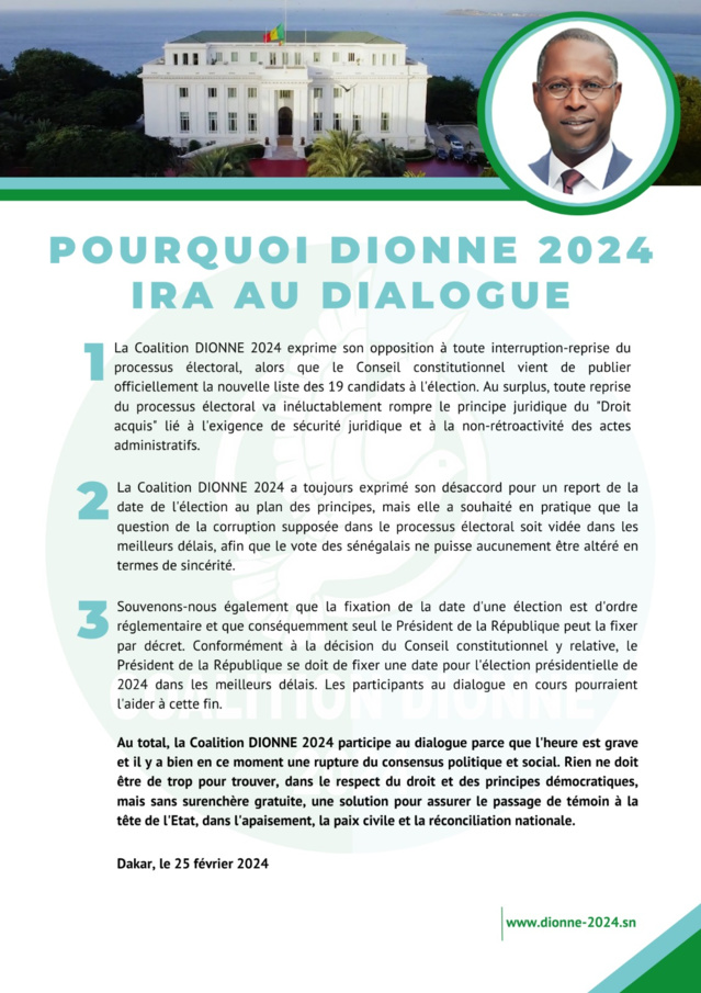 Pourquoi Dionne 2024 ira au dialogue