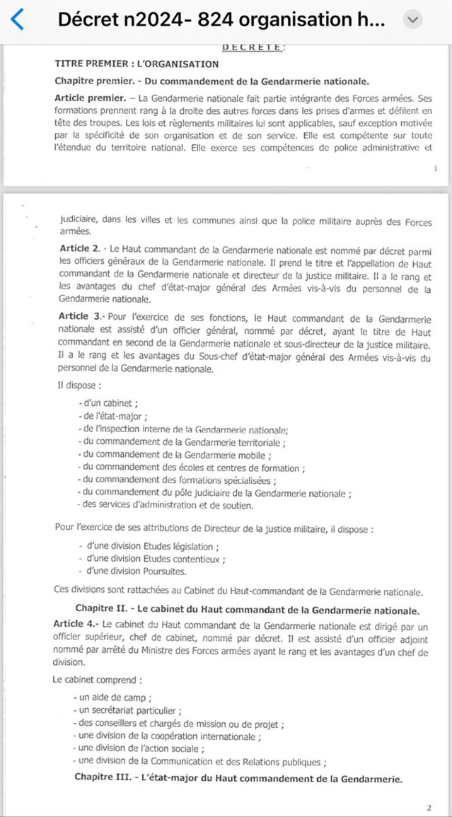 Macky Sall signe un décret mettant la Gendarmerie comme partie intégrante de l’armée