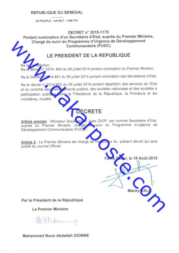 Guéguerre à fleurets mouchetés entre Mankeur Ndiaye et Souleymane  Jules Diop  : Comment le Président Sall a  tranché pour "Jules" , promu au maroquin du PUDC