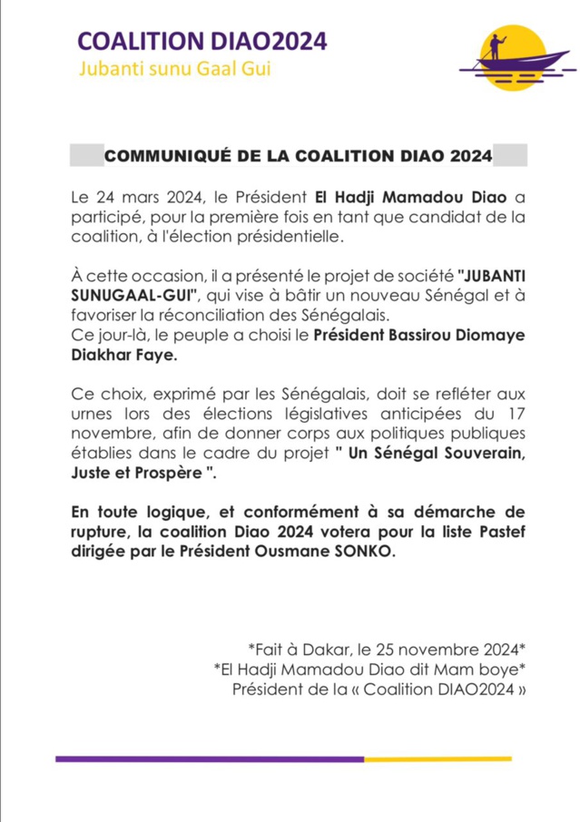 Élections législatives - Mame Boye Diao se range derrière... Pastef