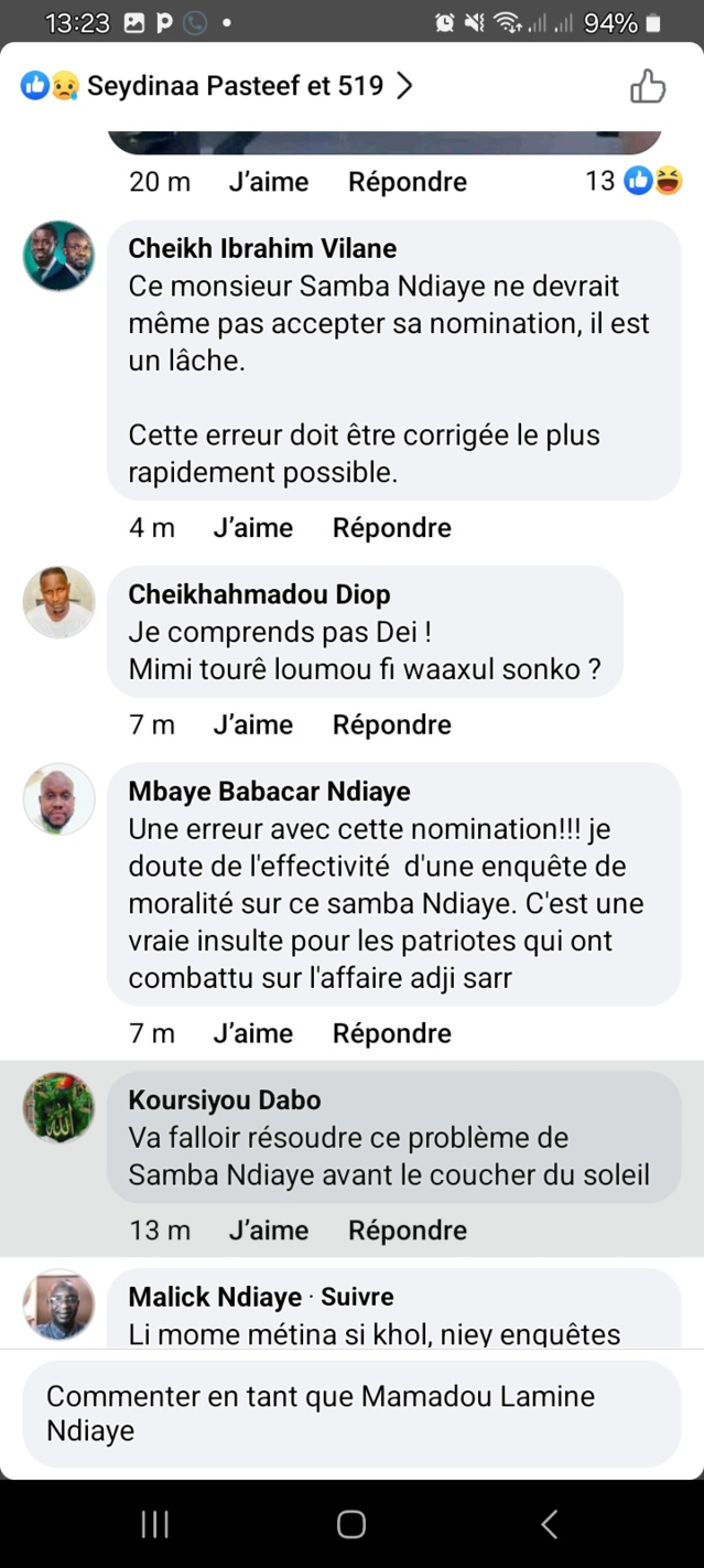 PASTEF-  une vague de protestation suite à la nomination de... Samba Ndiaye !