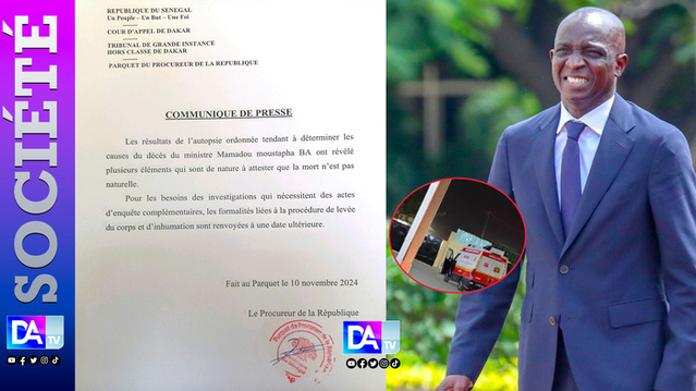 Décès de Moustapha Ba : les résultats de l'autopsie attestent que la mort n'est pas naturelle (Procureur de la République de Dakar).