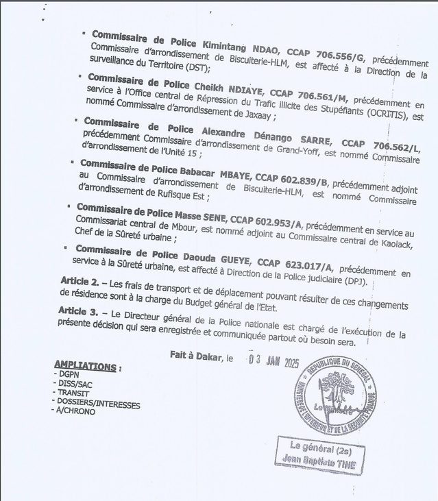 [Sécurité Nationale ] Vaste Mouvement À La Police Sénégalaise