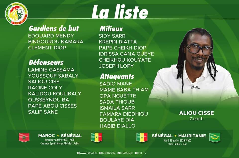 Liste des Lions : Cissé zappe Keita Baldé, Boulaye Dia et Pape Cheikh Diop appelés