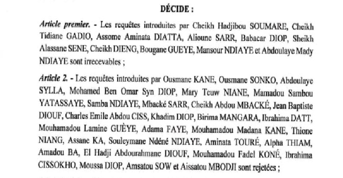 Décision du Conseil constitutionnel : la liste des candidats aux requêtes rejetée