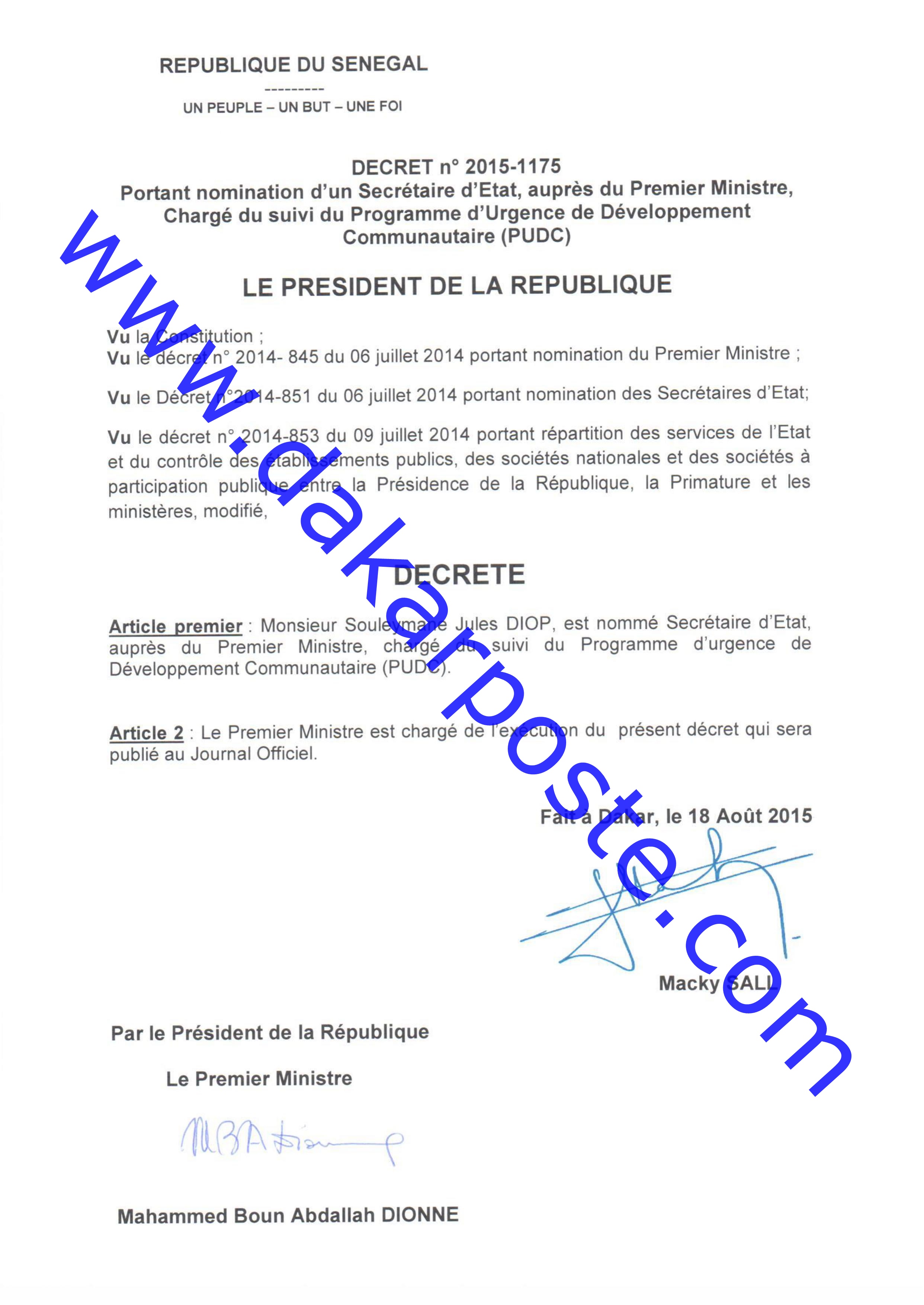 Guéguerre à fleurets mouchetés entre Mankeur Ndiaye et Souleymane  Jules Diop  : Comment le Président Sall a  tranché pour "Jules" , promu au maroquin du PUDC