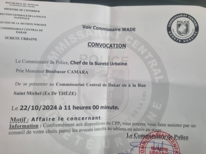 Commissariat central : Boubacar Camara, le mandataire de Me Moussa Diop, convoqué