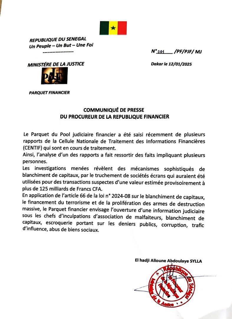 Reddition des comptes au SÉNÉGAL- Ce que compte faire préalablement le Parquet Financier...