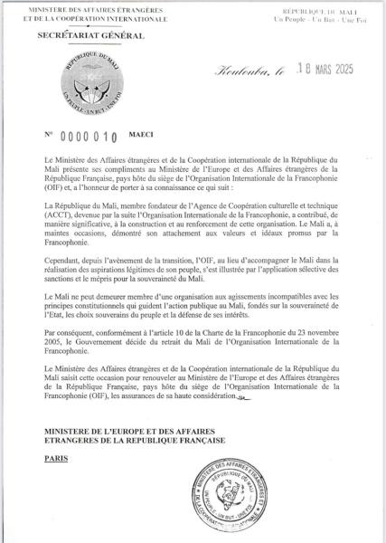 Le Mali, le Niger et le Burkina Faso sortent de l'Organisation internationale de la Francophonie