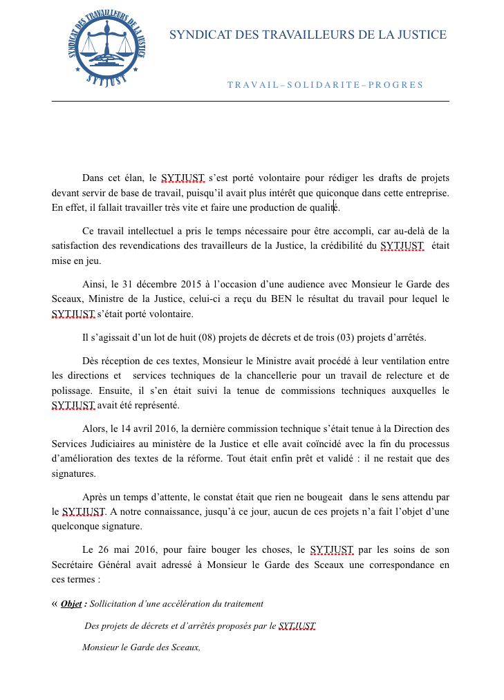 En conférence de presse, le Syndicat des travailleurs de la Justice dénonce l'indifférence de leur ministre de tutelle, Me Sidiki Kaba