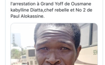 Ousmane Kabylline Diatta, chef rebelle et numéro 2 de Paul Alokassine, arrêté à Grand-Yoff