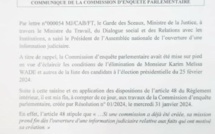 COMMUNIQUE DE LA COMMISSION D’ENQUETE PARLEMENTAIRE