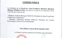 LE PRÉSIDENT DE LA RÉPUBLIQUE MET FIN AUX MANDATS DES PRÉSIDENTS DU HAUT CONSEIL DES COLLECTIVITÉS TERRITORIALES ET DU CONSEIL ÉCONOMIQUE, SOCIAL ET ENVIRONNEMENTAL